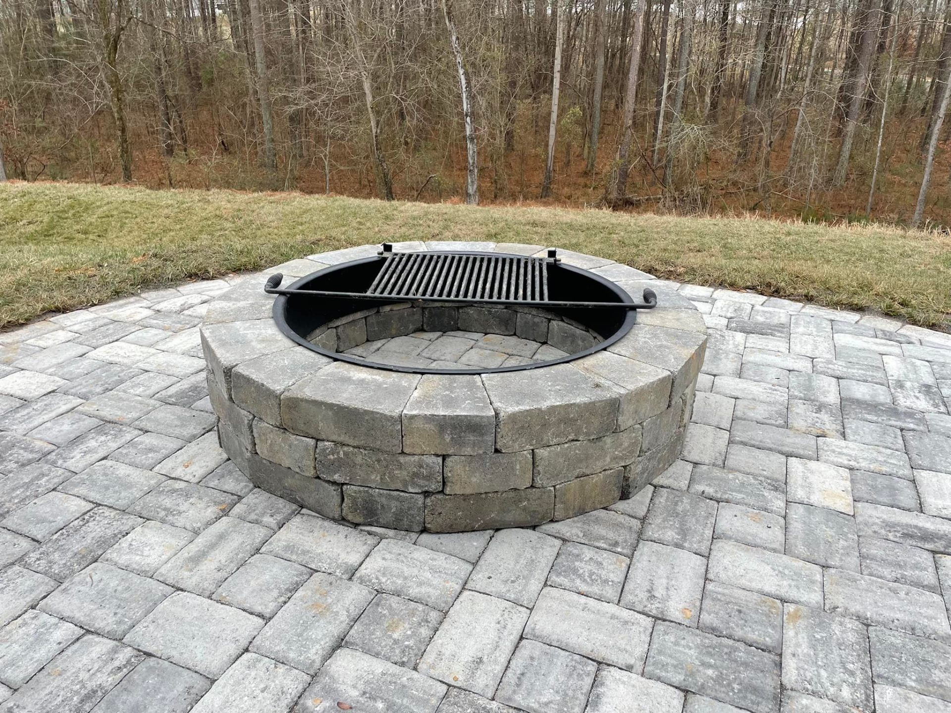 Paver Fire Pit with Cooking Grate - Professional masonry work in undefined